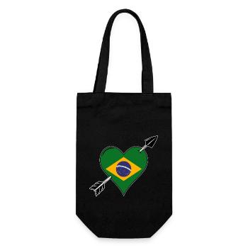 Brasilien Flagge Herz verliebt - Geschenkbeutel für Flaschen - Schwarz - Vorne