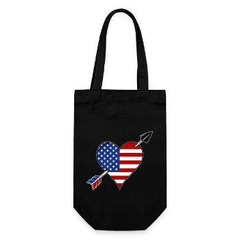 USA Flag Heart Love - Gift Bag for Bottles - black - Front