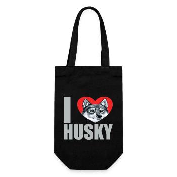 Husky Glitzer Hundehalter Hundehaare - Geschenkbeutel für Flaschen - Schwarz - Vorne