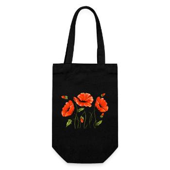 Blumen - Geschenkbeutel für Flaschen - Schwarz - Vorne