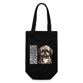Ich denke an meine Bolonka Zwetna Hund Bolonka - Geschenkbeutel für Flaschen - Schwarz - Vorne