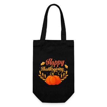 Happy Thanksgiving Pumpkin Fall Family - Gift Bag for Bottles - black - Front