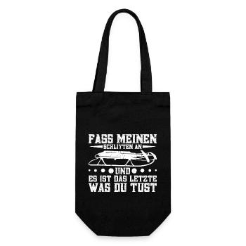 Rodler Motiv Schlittenfahren Wintersportler Rodeln - Geschenkbeutel für Flaschen - Schwarz - Vorne