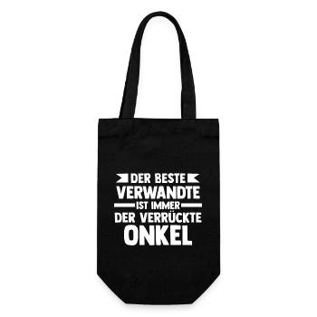 Patenonkel Onkel - Geschenkbeutel für Flaschen - Schwarz - Vorne