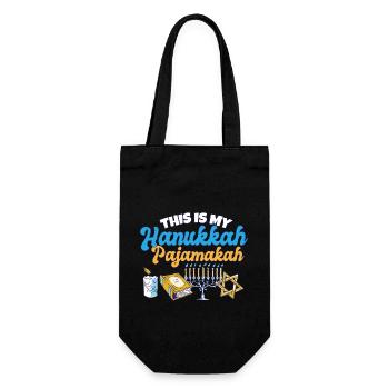 This Is My Hanukkah Pajamakah Jewish Matching - Geschenkbeutel für Flaschen - Schwarz - Vorne