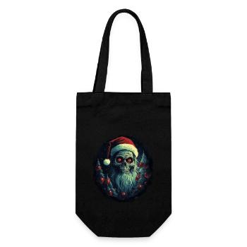 Zombie mit Weihnachtsmütze - Geschenkbeutel für Flaschen - Schwarz - Vorne