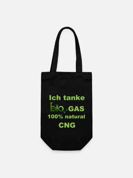 Ich tanke Bio Gas 100% CNG grün - Geschenkbeutel für Flaschen - Schwarz