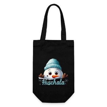Huschala Kalt Winter fränkisch - Geschenkbeutel für Flaschen - Schwarz - Vorne