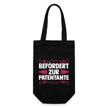 Taufe Patin Tante Patenkind Patentante - Geschenkbeutel für Flaschen - Schwarz - Vorne