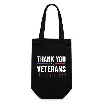 Patriotic THANK YOU VETERANS and Soldiers - Gift Bag for Bottles - black - Front