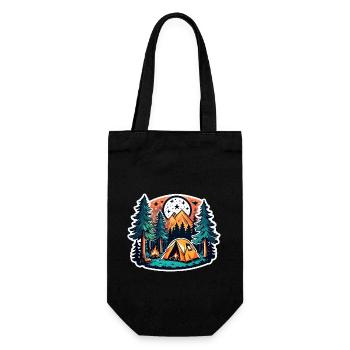 Camping, tent and campfire - Gift Bag for Bottles - black - Front