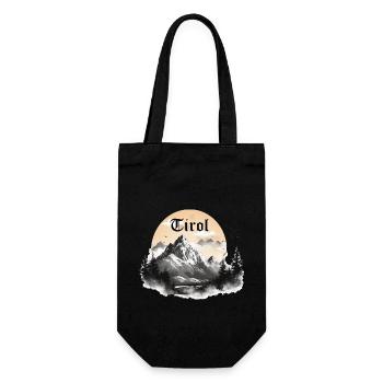 Tirol mit Berge, Geschenkidee Tirol Design - Geschenkbeutel für Flaschen - Schwarz - Vorne