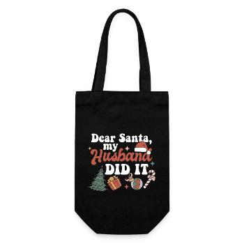 Cher Père Noël mon mari l’a fait drôle de Noël - Sac à bouteille - noir - Devant
