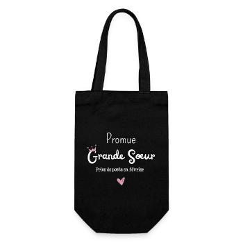 Promue grande soeur en février -annonce grossesse - Sac à bouteille - noir - Devant