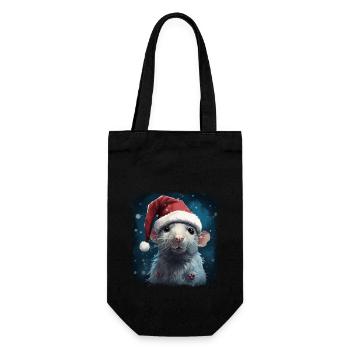 Coole Weihnachtspunk Ratte - Geschenkbeutel für Flaschen - Schwarz - Vorne