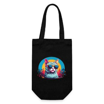 Cool Cat with Sungalsses - Gift Bag for Bottles - black - Front