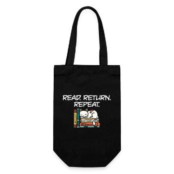 Library Worker Librarian Read Return Repeat Book - Geschenkbeutel für Flaschen - Schwarz - Vorne