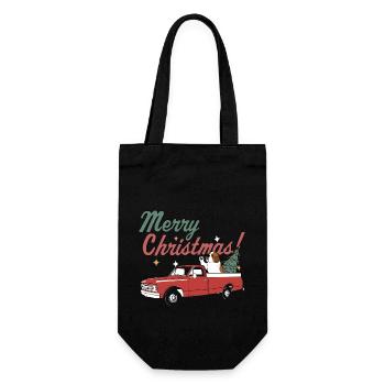 Merry Christmas Saint Bernard Dog Vintage Red - Gift Bag for Bottles - black - Front