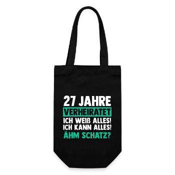 Ehe Mahagonihochzeit 27 Jahre Verheiratet Hochzeit - Geschenkbeutel für Flaschen - Schwarz - Vorne
