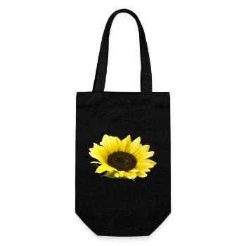 Sonnenblume - Geschenkbeutel für Flaschen - Schwarz - Vorne