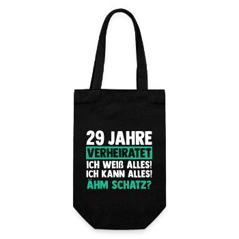 Ehe Samthochzeit 29 Jahre Verheiratet Hochzeitstag - Geschenkbeutel für Flaschen - Schwarz - Vorne