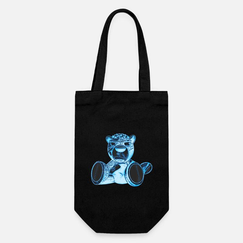 Creepy Teddy Bleu - Sac à bouteille - noir