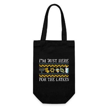 Jewish Hanukkah Ugly Christmas I'm Just Here for - Gift Bag for Bottles - black - Front
