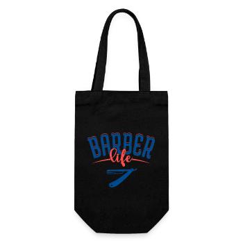 Barber Life Barbershop Beard Haircutting - Geschenkbeutel für Flaschen - Schwarz - Vorne