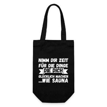 Wellness Saunagänger Saunieren Saunierer Sauna - Geschenkbeutel für Flaschen - Schwarz - Vorne