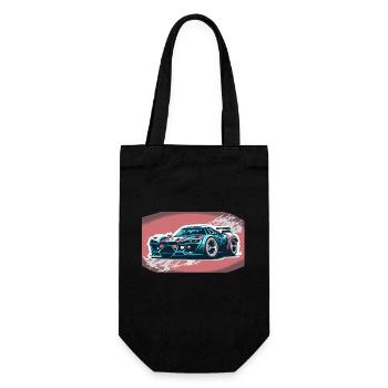 Voiture de course bleue (Collection de voitures de course) - Sac à bouteille - noir - Devant