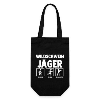 Wildschweinjäger Wildschweinjagd Keilerjagd Jäger - Geschenkbeutel für Flaschen - Schwarz - Vorne