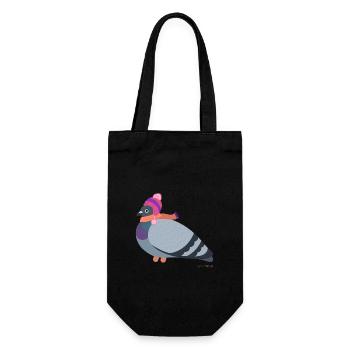 Pigeon girl with pink winter outfit - Gift Bag for Bottles - black - Front