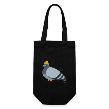 Coole Taube trägt eine Mütze, ähh Beanie natürlich - Geschenkbeutel für Flaschen - Schwarz - Vorne