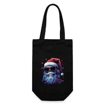 Schädel mit Weihnachtsmütze - Geschenkbeutel für Flaschen - Schwarz - Vorne