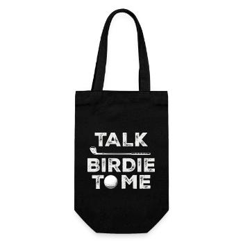 Sprich Birdie mit mir - Lustiger Golfspieler Wortspiel-Golfer - Geschenkbeutel für Flaschen - Schwarz - Vorne