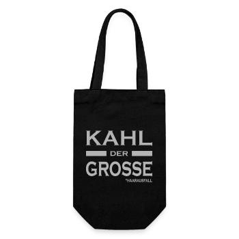 Kahl der Grosse - Haare-Glatze-lustige Sprüche V1 - Geschenkbeutel für Flaschen - Schwarz - Vorne