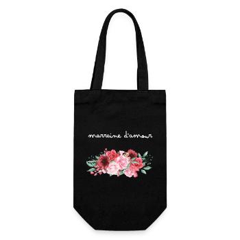 Marraine d’amour fleurs- idée cadeau marraine - Sac à bouteille - noir - Devant