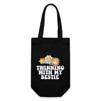 Twinning With My Bestie Best Friend Squad Twin - Geschenkbeutel für Flaschen - Schwarz - Vorne