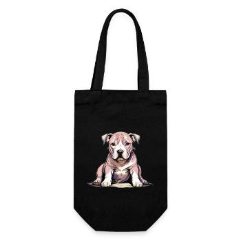 Pitbul Welpe - Geschenkbeutel für Flaschen - Schwarz - Vorne