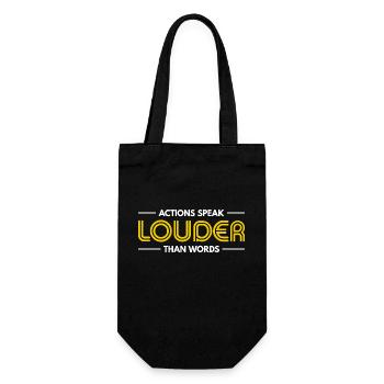 Taten sagen mehr als Worte - Motivationsgeschenk - Geschenkbeutel für Flaschen - Schwarz - Vorne