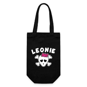 Piratin Leonie Design für Mädchen und Frauen - Geschenkbeutel für Flaschen - Schwarz - Vorne