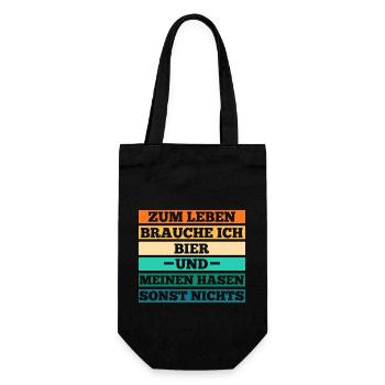 Bier Kaninchen Hase - Geschenkbeutel für Flaschen - Schwarz - Vorne