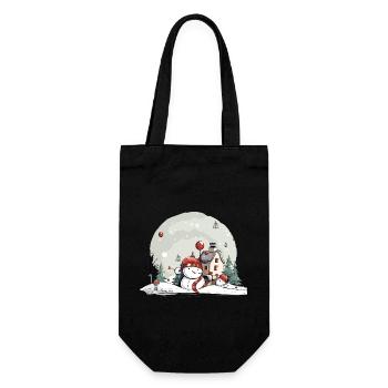 Weihnachtliche Landschaft - Geschenkbeutel für Flaschen - Schwarz - Vorne