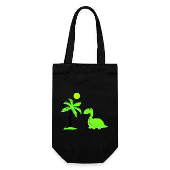 dinosaurier palme 02 - Geschenkbeutel für Flaschen - Schwarz - Vorne
