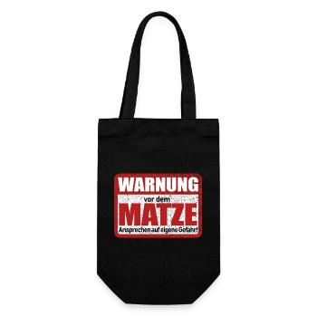 Matze Name Lustiges Warnschild - Geschenkbeutel für Flaschen - Schwarz - Vorne