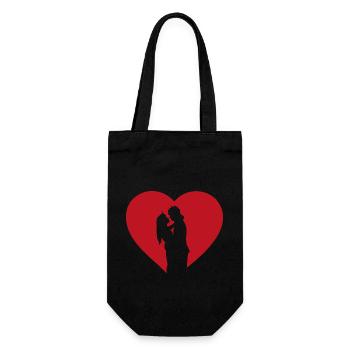Romantic couple in heart - Gift Bag for Bottles - black - Front