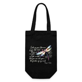 Citation de Virginia Woolf sur le design de la liberté en ivoire - Sac à bouteille - noir - Devant