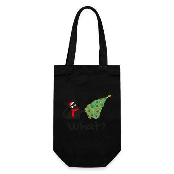 Drôle de chat noir poussant l’arbre de Noël sur le chat - Sac à bouteille - noir - Devant