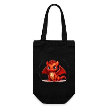 Kleiner roter Drache - Geschenkbeutel für Flaschen - Schwarz - Vorne