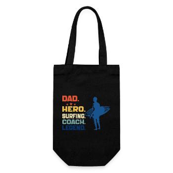 Dad Hero Surfing Coach Legend Funny Surfing Dad - Gift Bag for Bottles - black - Front